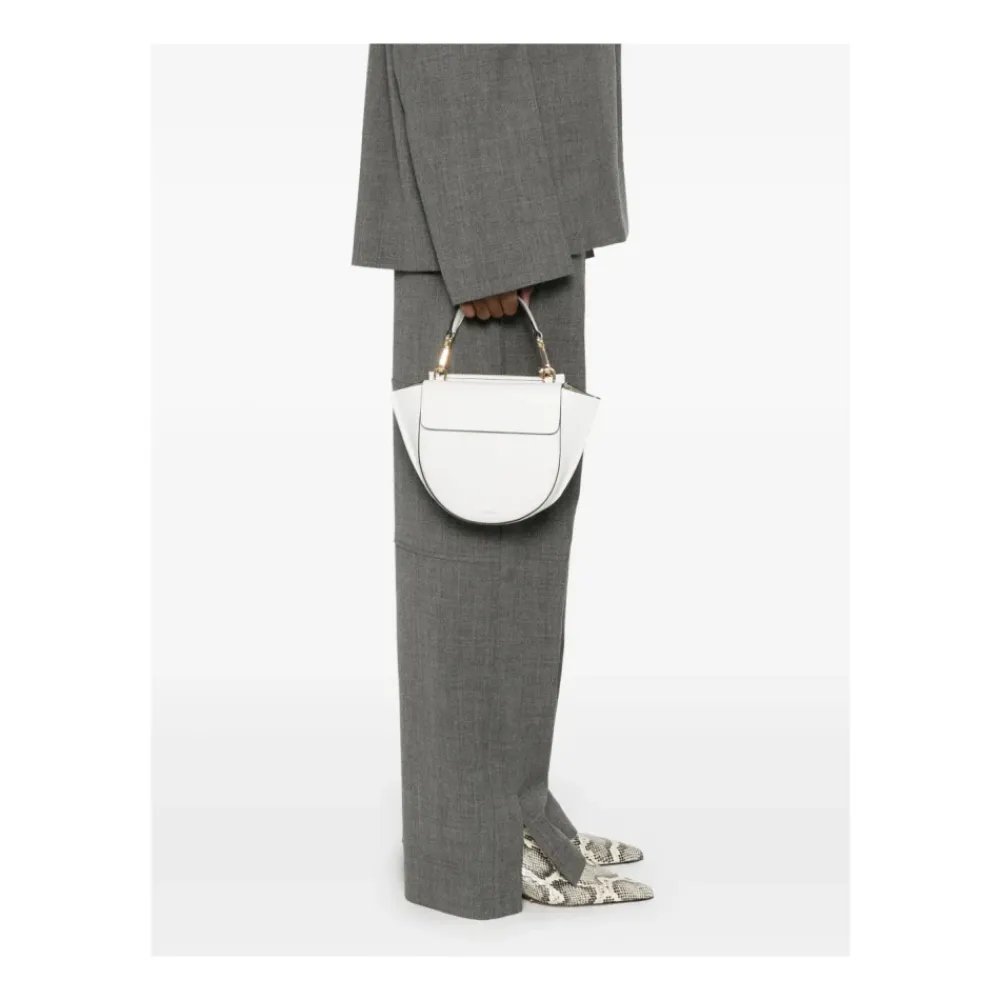 DAMES Wandler Handtassen^Zwarte leren handtas met magnetische sluiting