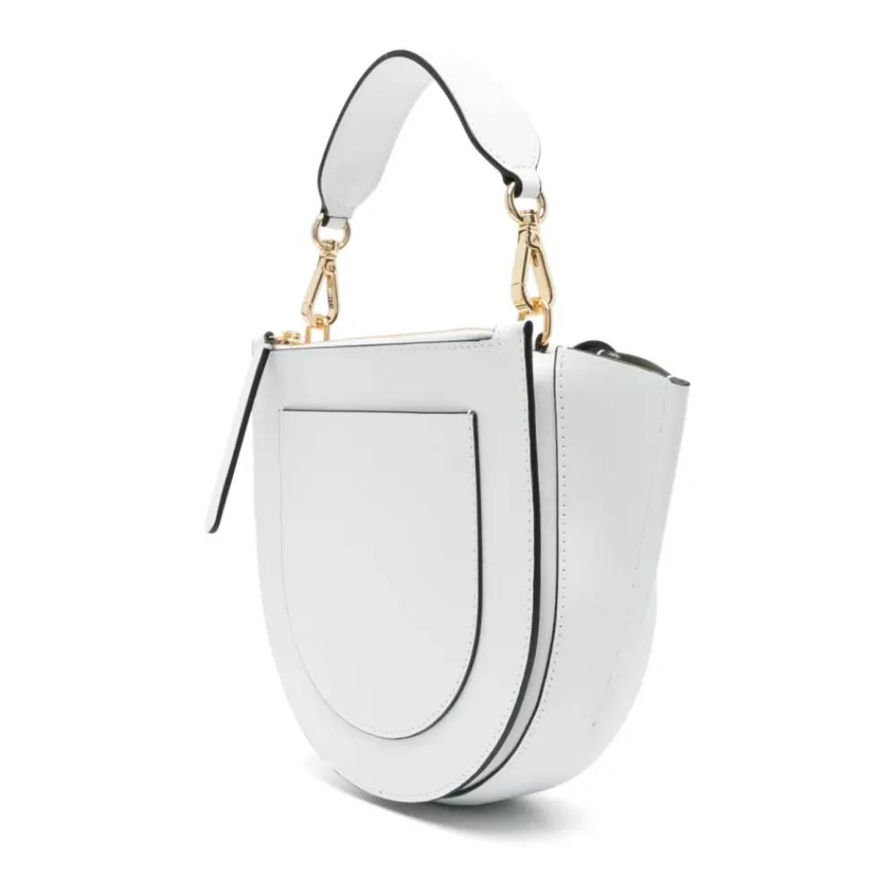 DAMES Wandler Handtassen^Zwarte leren handtas met magnetische sluiting