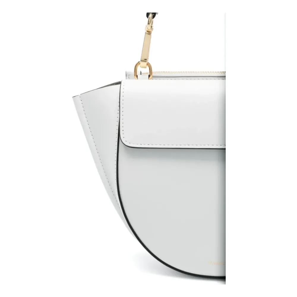 DAMES Wandler Handtassen^Zwarte leren handtas met magnetische sluiting