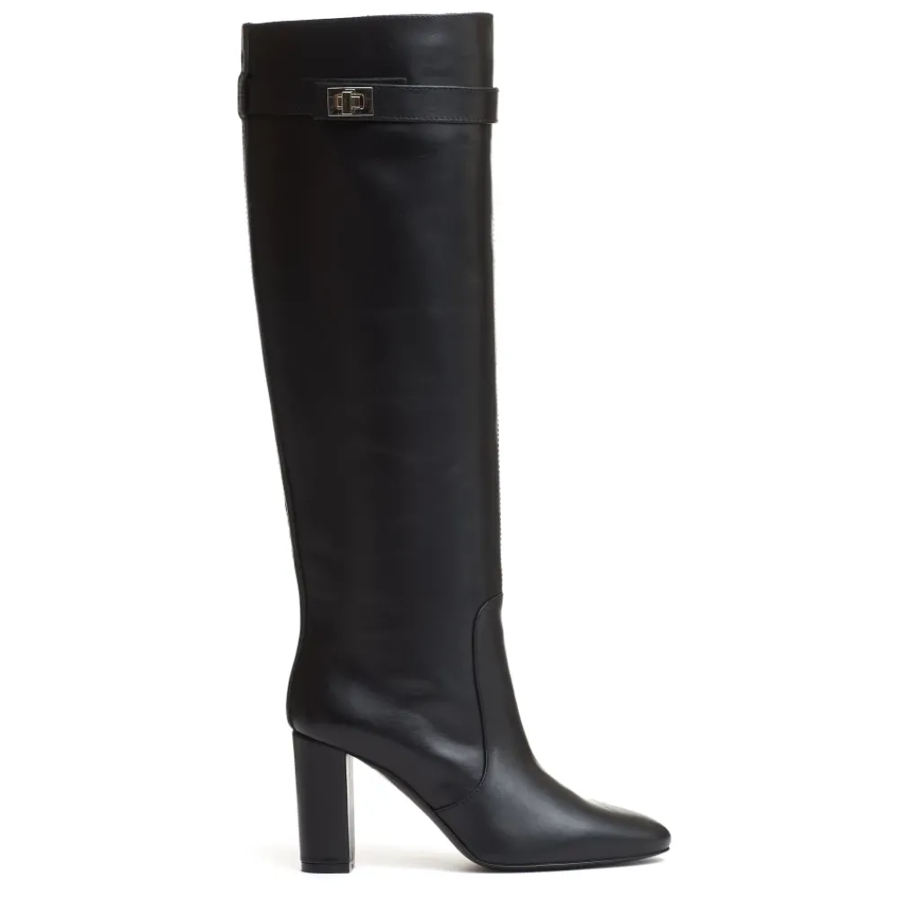 DAMES Via Roma 15 Enkellaarsjes^e leren hoge hak laarzen