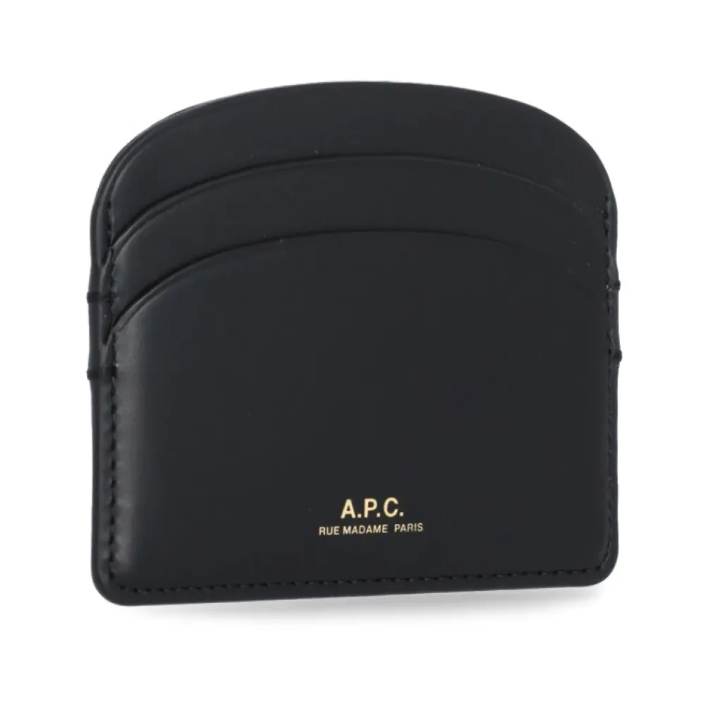 DAMES A.P.C. Portefeuilles^e leren kaarthouder met gouden logo
