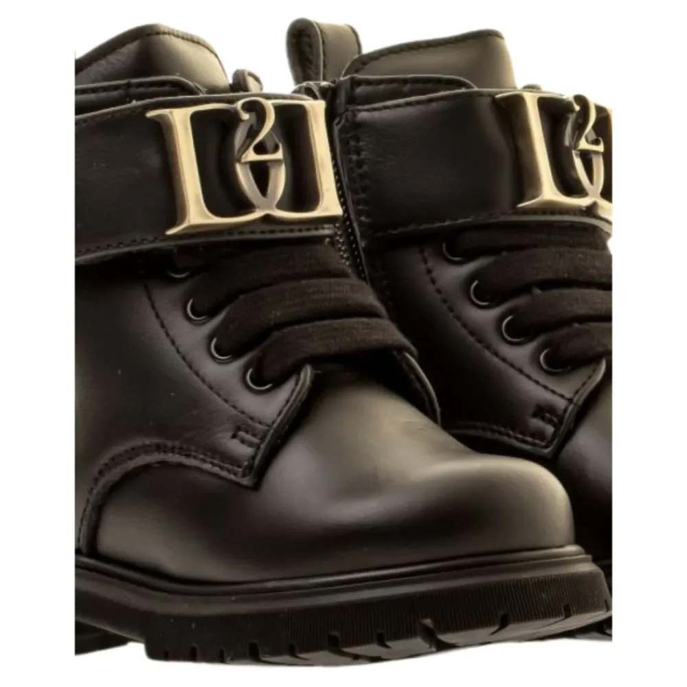 Dsquared2 e Leren Kinderlaarzen met Metalen Logo