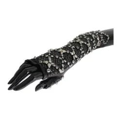 DAMES Dolce & Gabbana Handschoenen^e Leren Kristallen Kralen Vingerloze Handschoenen