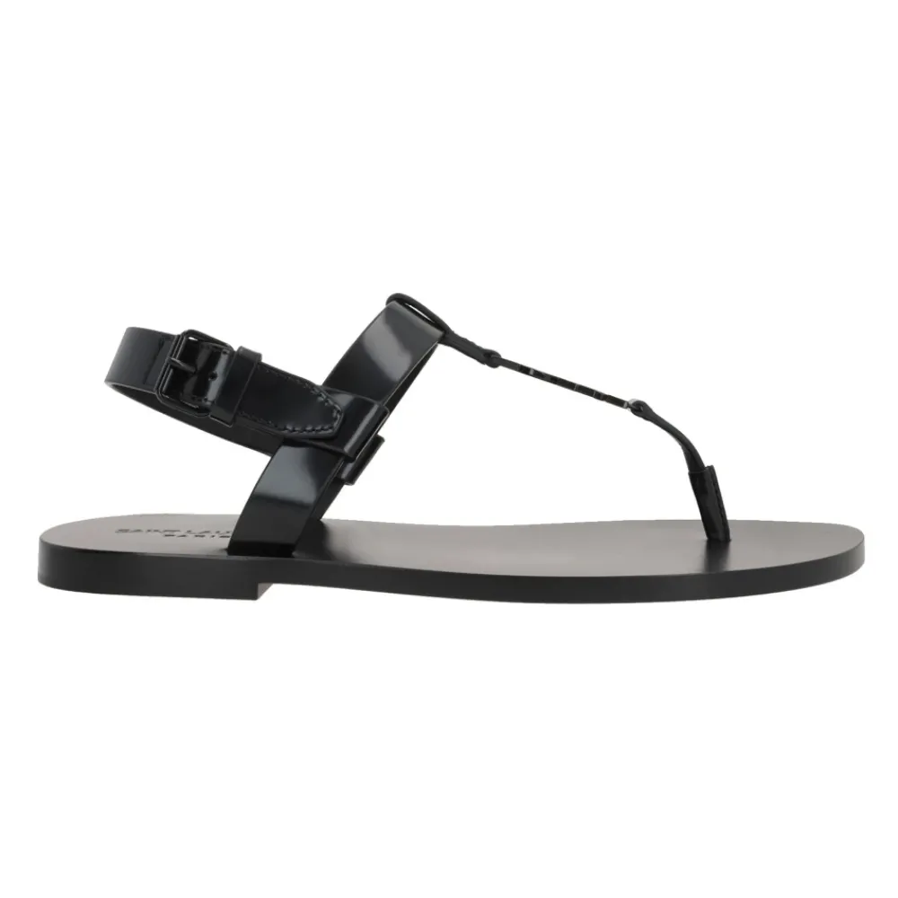 Heren Saint Laurent e Leren Platte Sandalen