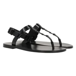 Heren Saint Laurent e Leren Platte Sandalen