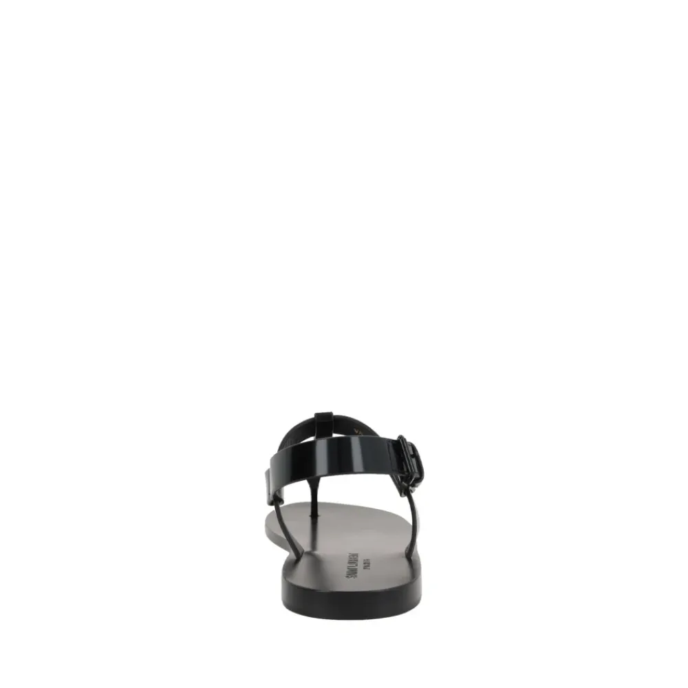 Heren Saint Laurent e Leren Platte Sandalen