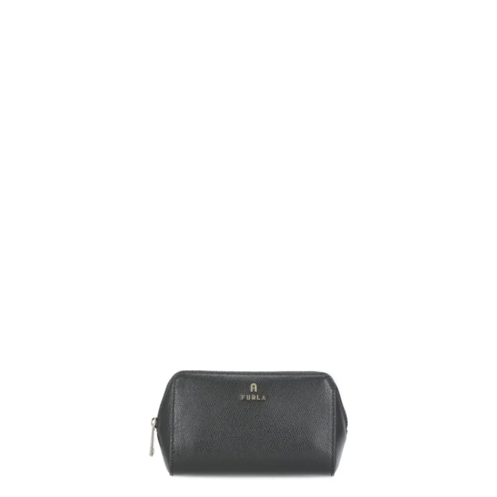 DAMES Furla Toilettassen^e leren Pochette met metalen logo