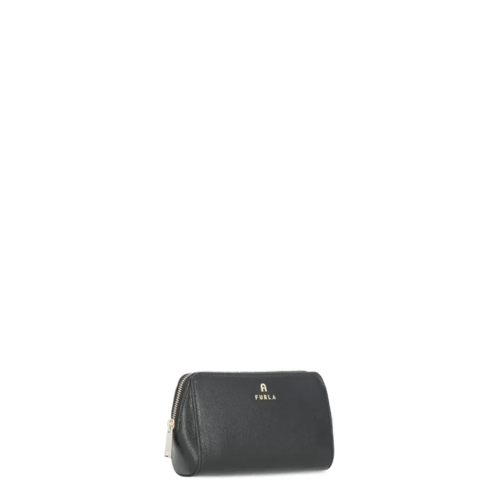 DAMES Furla Toilettassen^e leren Pochette met metalen logo