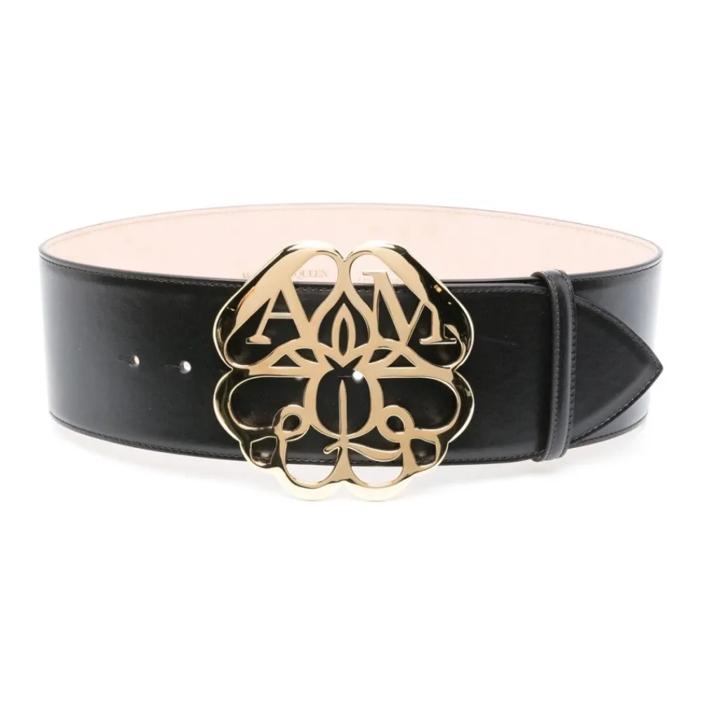 DAMES Alexander McQueen Riemen^e Leren Riem met Gouden Gesp