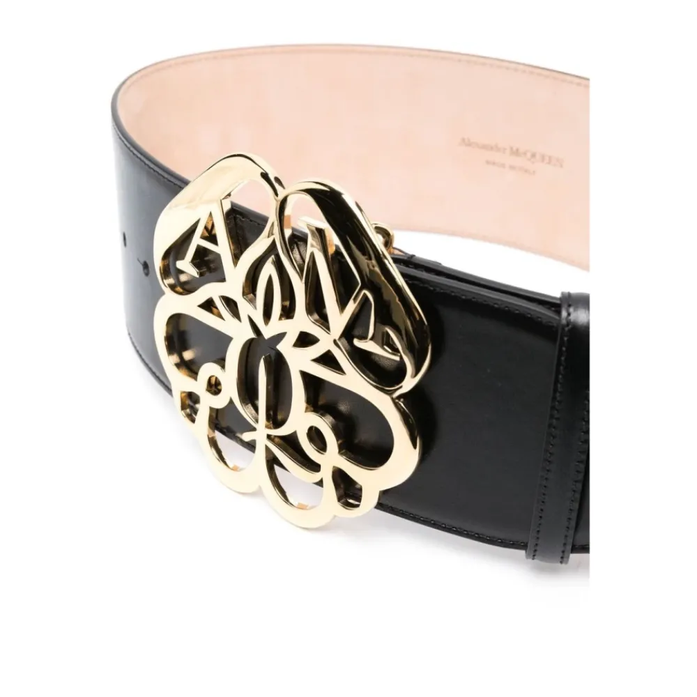 DAMES Alexander McQueen Riemen^e Leren Riem met Gouden Gesp