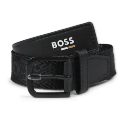 Hugo Riemen En Bretels^e leren riem met jacquardlogo