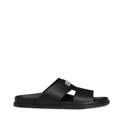 Heren Dolce & Gabbana Slippers^e Leren Sandalen Platte Rubberen Zool