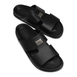 Heren Dolce & Gabbana Slippers^e Leren Sandalen Platte Rubberen Zool