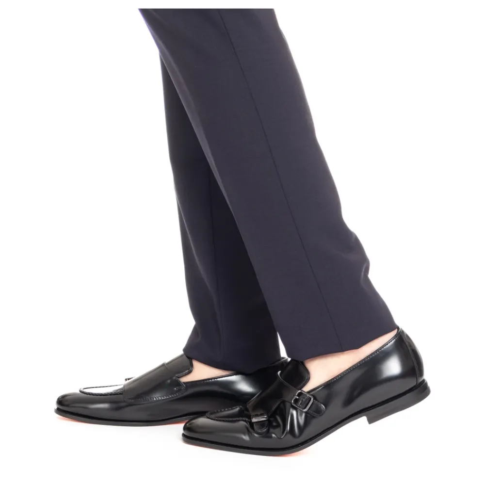 Heren Santoni Nette Schoenen^e leren schoenen met dubbele gesp