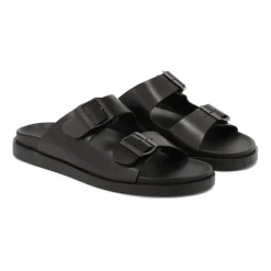 Heren Kazar e leren slippers met gespen