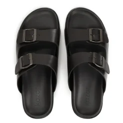 Heren Kazar e leren slippers met gespen