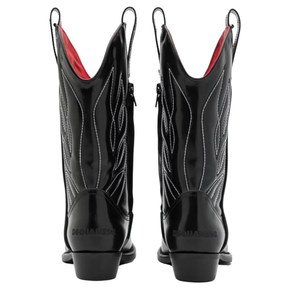 Dsquared2 e leren westernlaarzen met borduurwerk