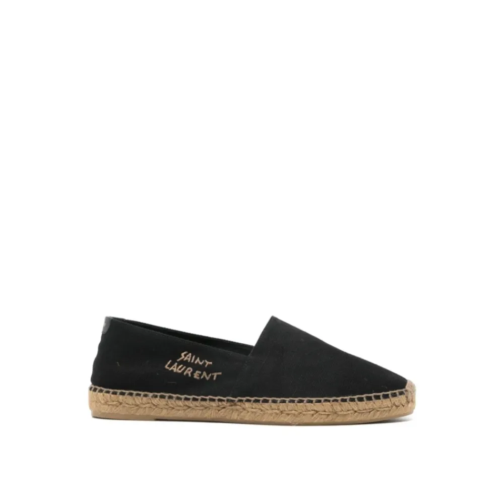 Heren Saint Laurent Espadrilles^e Logo Espadrilles Canvas Rubberen Zool