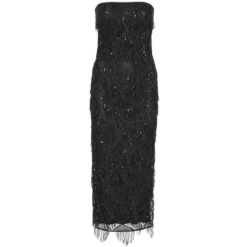 DAMES ROTATE Birger Christensen Jurken^e Paillet Tube Jurk met Franje