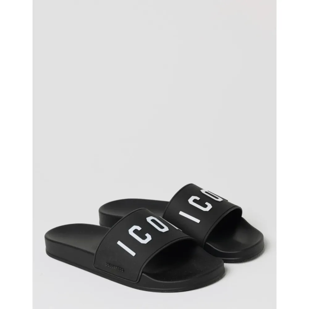 Heren Dsquared2 e Rubberen Slides Sandalen