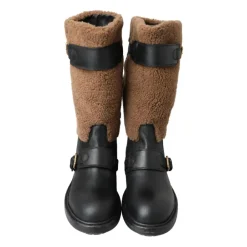Heren Dolce & Gabbana Zwarte Shearling Motorlaarzen