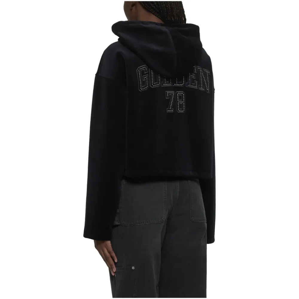 DAMES Golden Goose Hoodies & Sweatvesten^Zwarte zwarte hoodie met studs en kangoeroezak